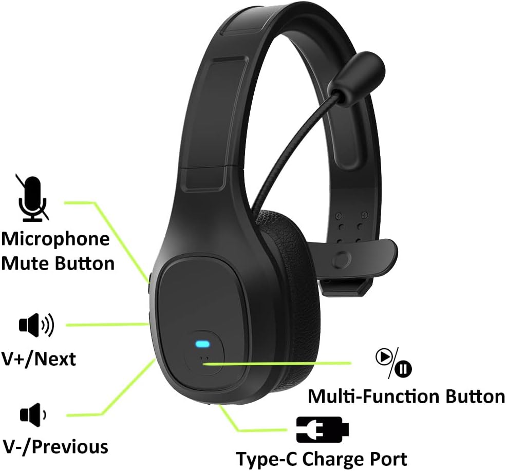 Wireless Bluetooth Headset with Noise Canceling Microphone, Pack of 2 C976