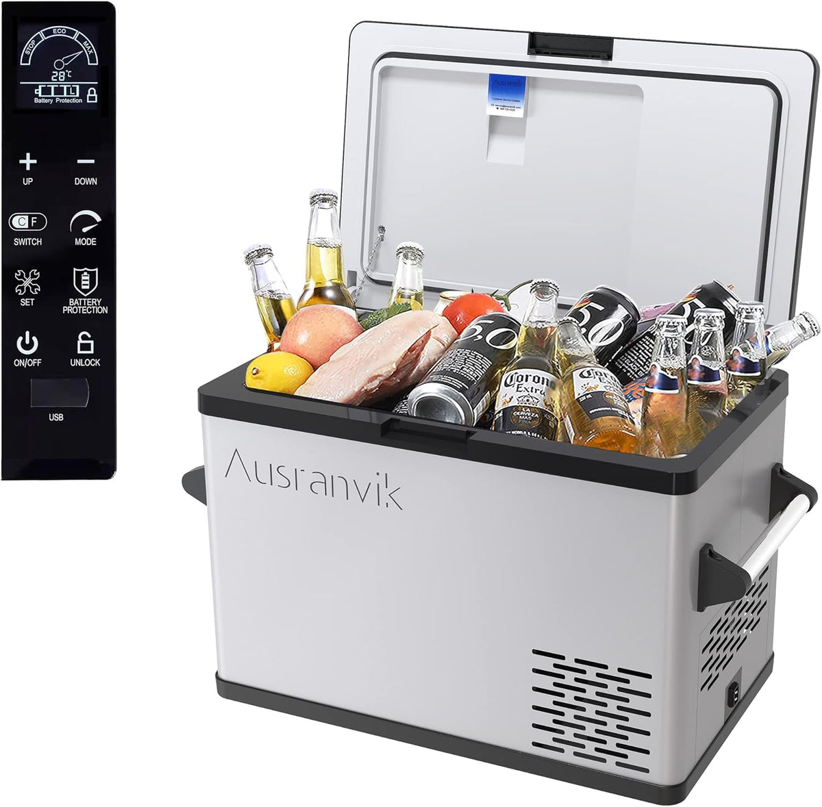 12V 37 Quart Car Electric Cooler With Freezer & Refrigerator Compartment F20495