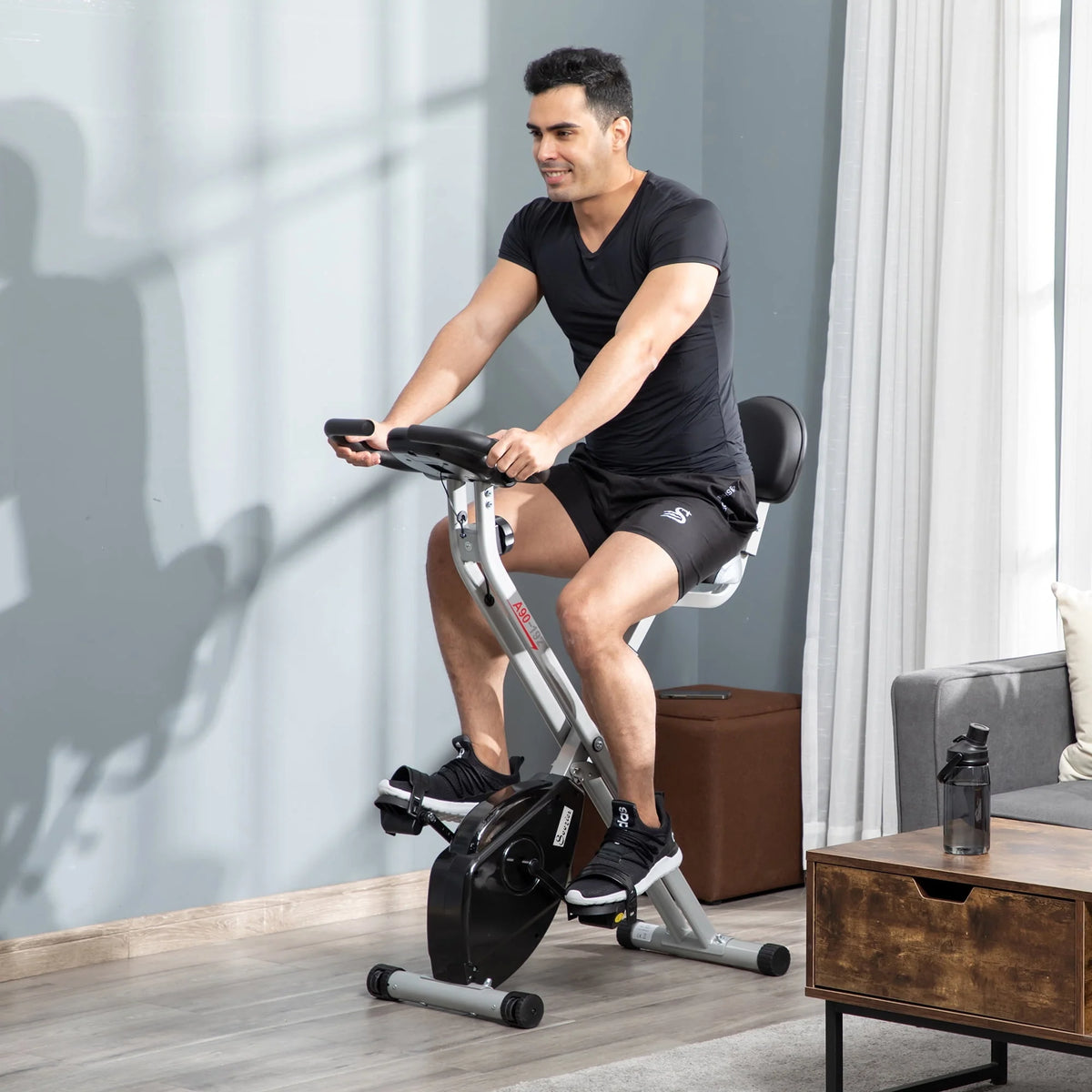 Folding Upright Stationary Indoor Bike with 8 Levels of Magnetic Resistance N5626