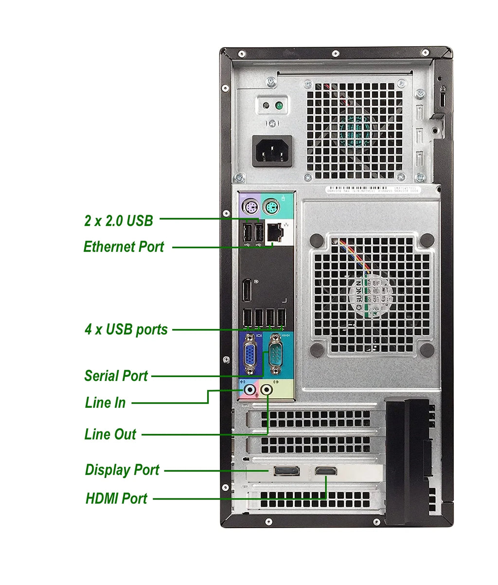 Restored Dell Desktop PC Intel Core i5 16GB Ram 128GB SSD 2TB HDD 20" Monitor NVIDIA GT 1030 WiFi Windows 10 N375114