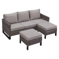Gray 3 Piece Outdoor Patio Sectional Sofa Set with Cushioned Ottomans H847839