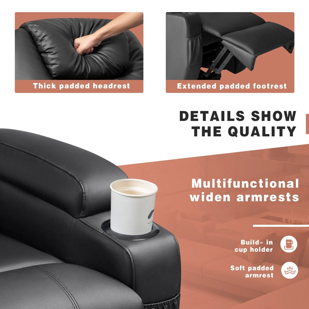Black Faux Leather Power Lift Recliner I511