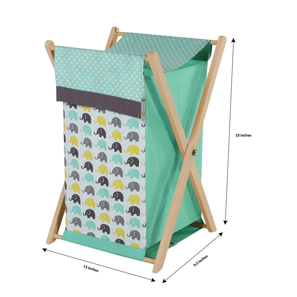 Mint/Yellow/Grey Hamper Cover with Wood Frame and Mesh Liner S796