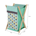 Mint/Yellow/Grey Hamper Cover with Wood Frame and Mesh Liner S796