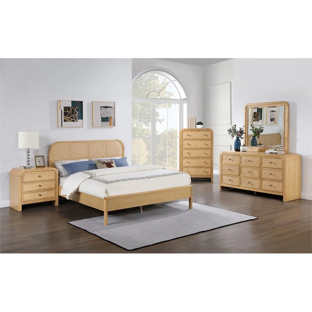 Brown 9-Drawer Rattan Wood Dresser C9249