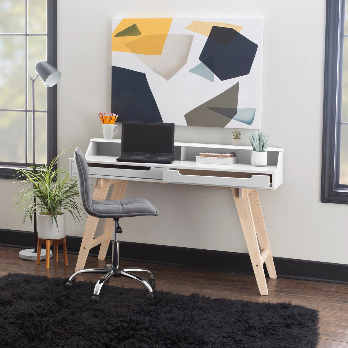 2-Drawer Desk, Natural and White Finish J597567
