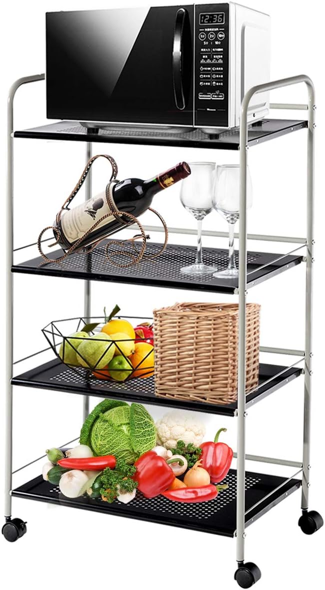 Rolling Steel Storage Cart with Lockable Wheels S7590