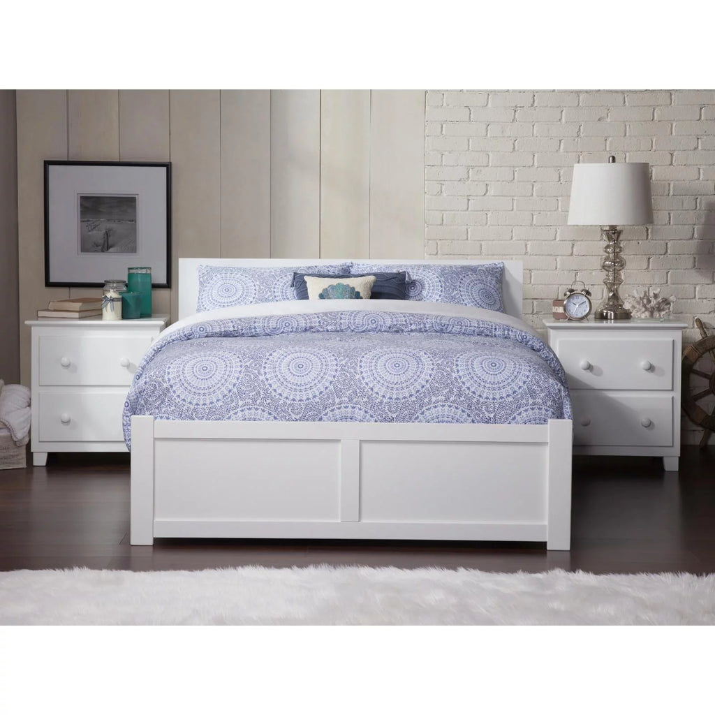 King Solid Wood Bed with Storage Drawers in White I43822