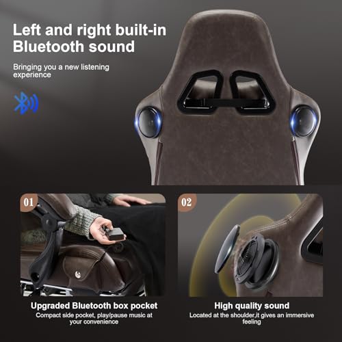Gaming Chair with Speakers, Footrest, High Back Ergonomic Reclining F5008