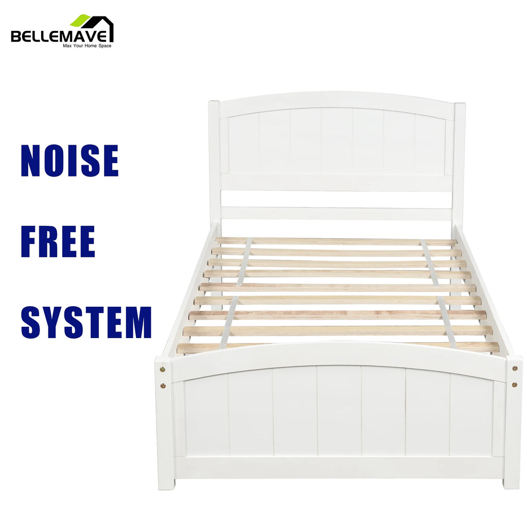 Twin White Wood Kids Platform Bed D798114