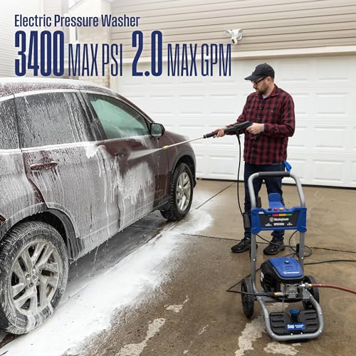Electric Pressure Washer, 3400 Max PSI, 2.0 Max GPM, Brushless Motor, Onboard Soap Tank, Spray Gun and Wand, 5 Nozzle Set P8421