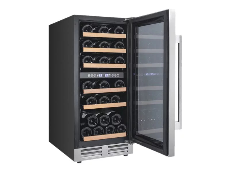Wine cooler - freestanding - 15.6 in - black/stainless steel T179828