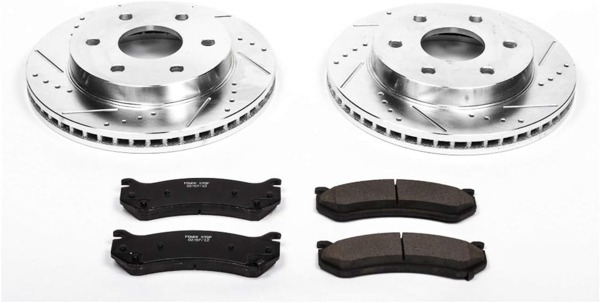 Front Z23 Carbon Fiber Brake Pads with Drilled & Slotted Brake Rotors Kit S727