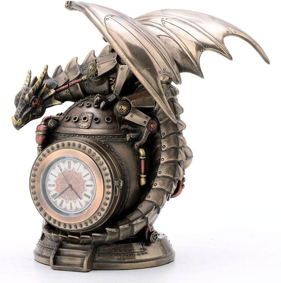 Steampunk Dragon Trinket Box Clock Statue K8533