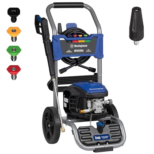 Electric Pressure Washer, 3400 Max PSI, 2.0 Max GPM, Brushless Motor, Onboard Soap Tank, Spray Gun and Wand, 5 Nozzle Set P8421