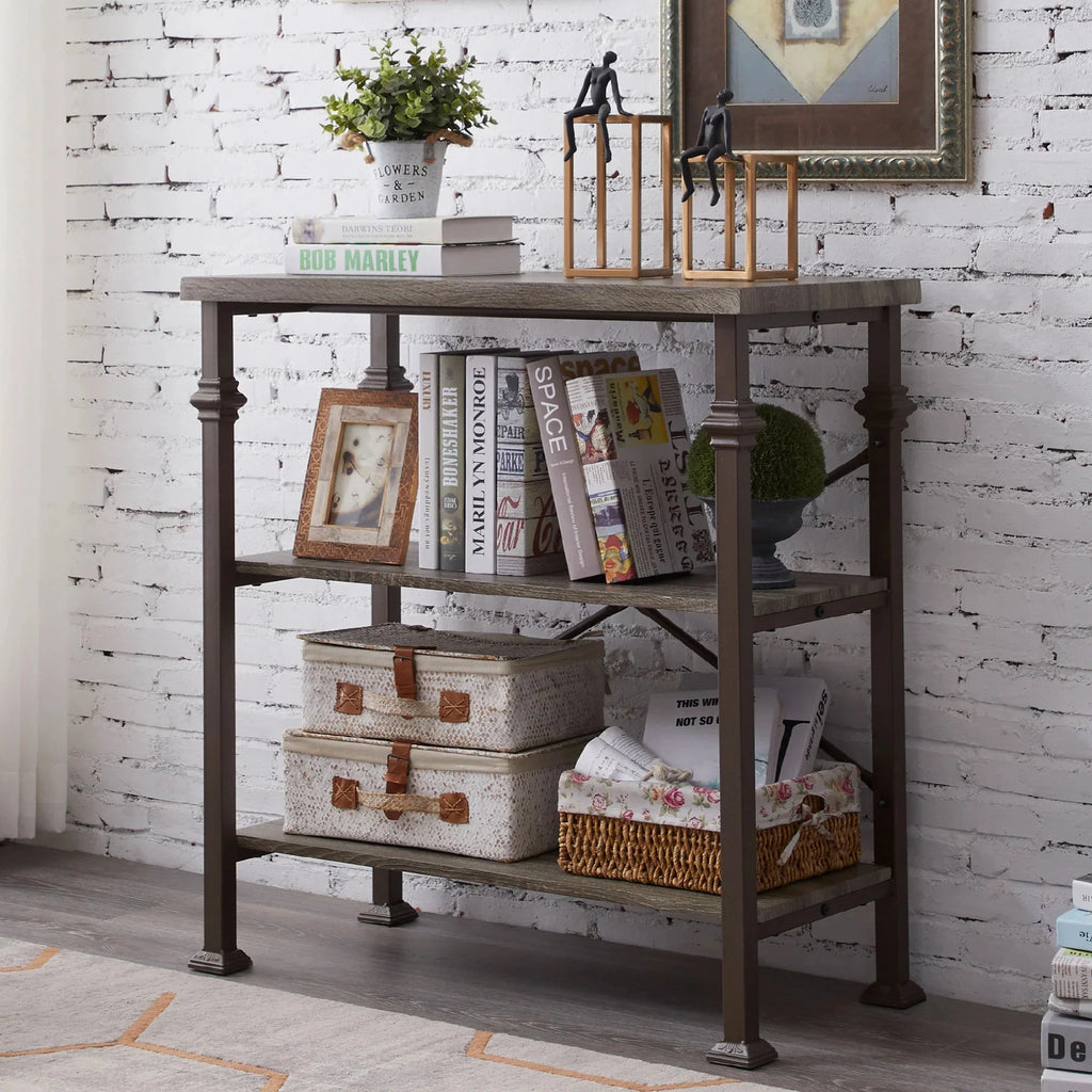 3-Tier Rustic Industrial Bookshelf C9455