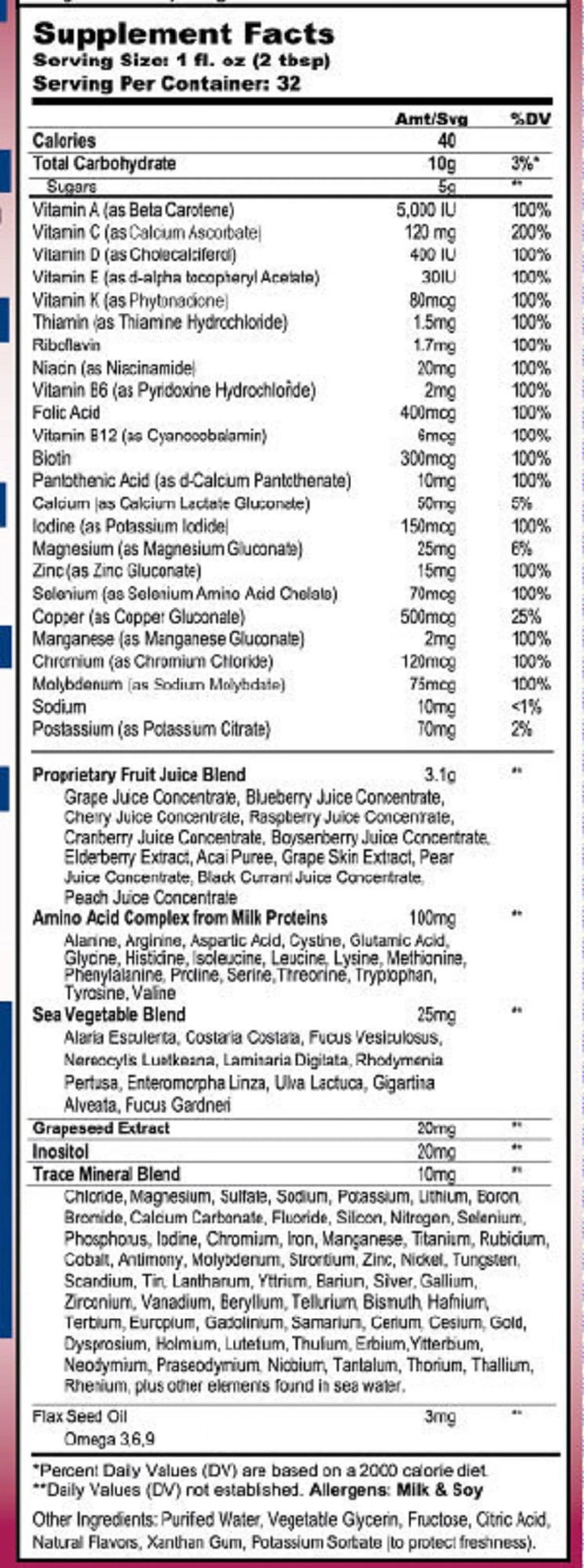 94 Vital Nutrients Liquid Vitamin, Berry, 32 Oz L67632