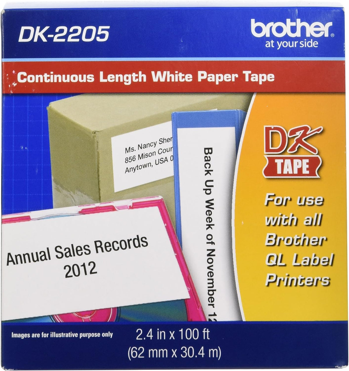 Continuous Paper Label Roll, 2.4” x 100 Feet, 3 Rolls, White U919