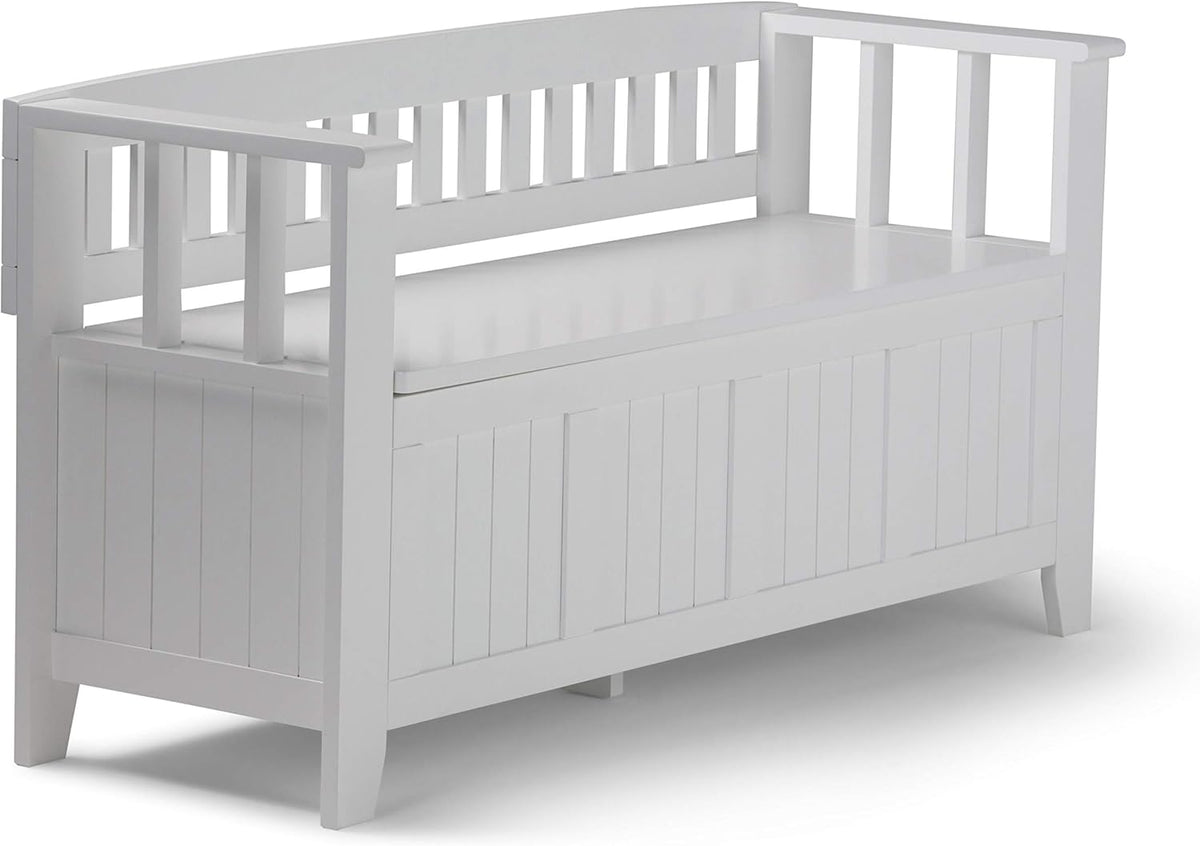 Solid Wood Entryway Storage Bench with Safety Hinge V17469