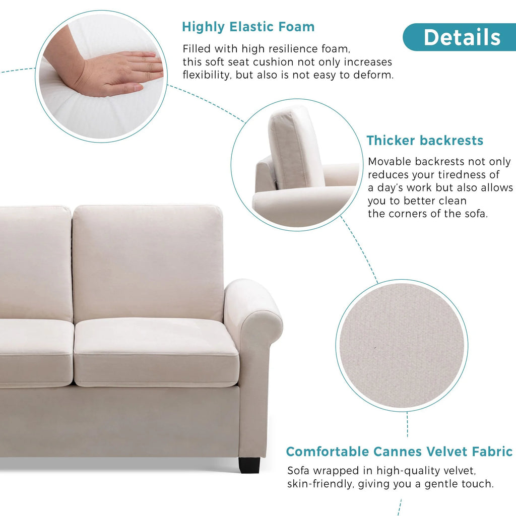 Beige Convertible Sleeper Sofa with Memory Mattress L902413