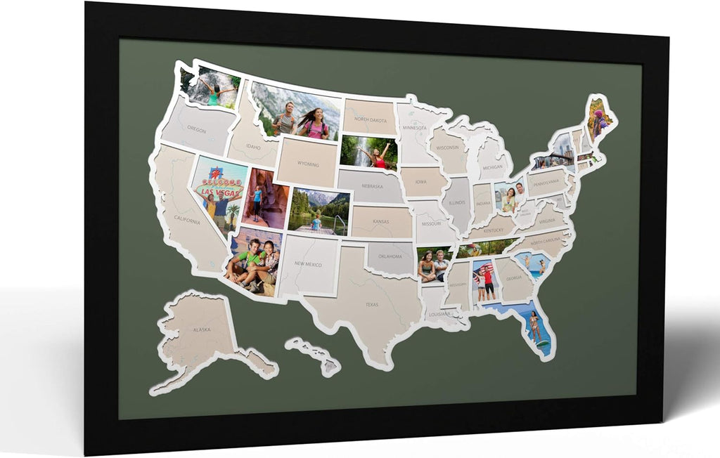 USA Photo Map Black Frame A485