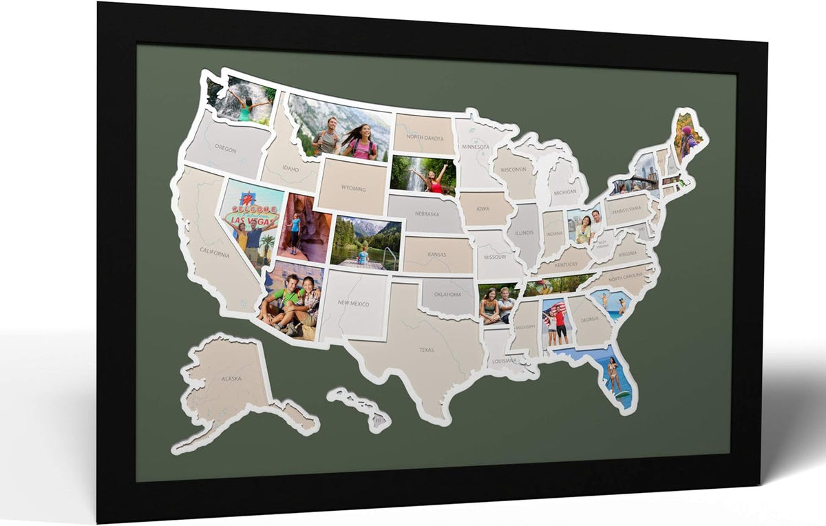 USA Photo Map Black Frame A485