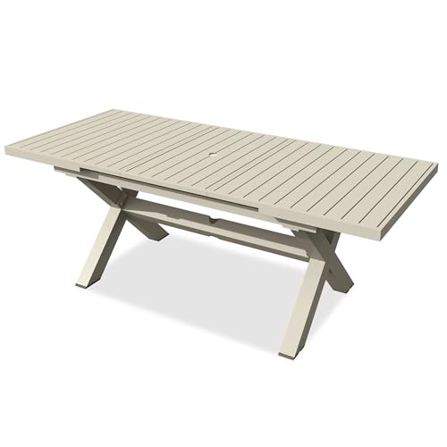 Aluminum Extendable Outdoor Dining Table for 8 with Umbrella Hole R9335