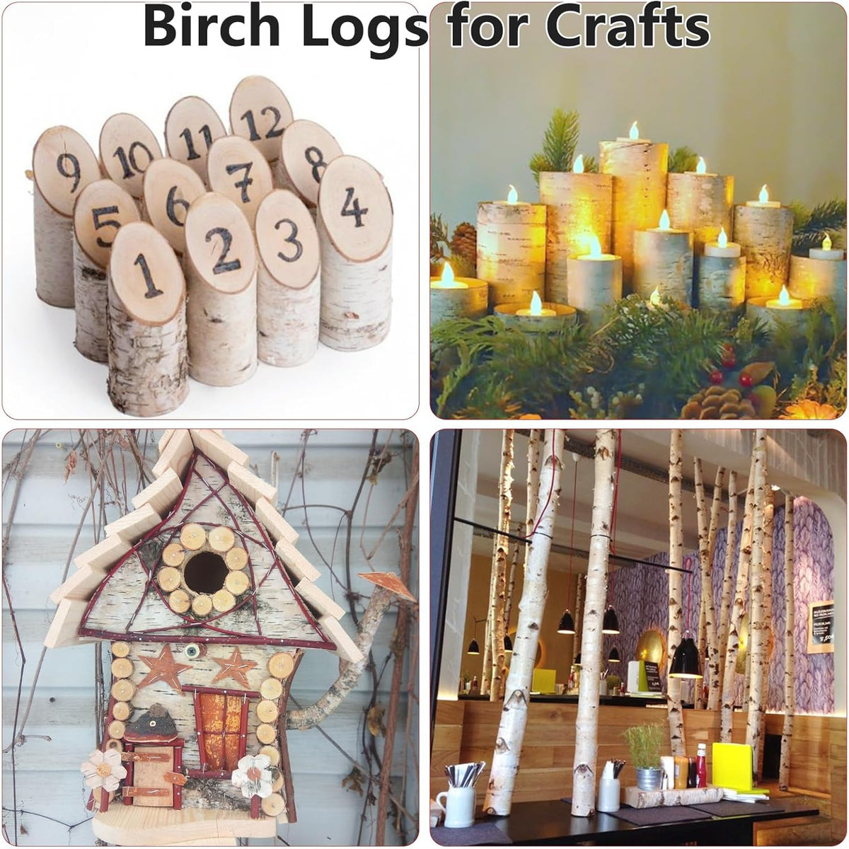 6 Pack Natural Birch Logs 2.3"-3.2" Dia. x 16.5" Length Q318