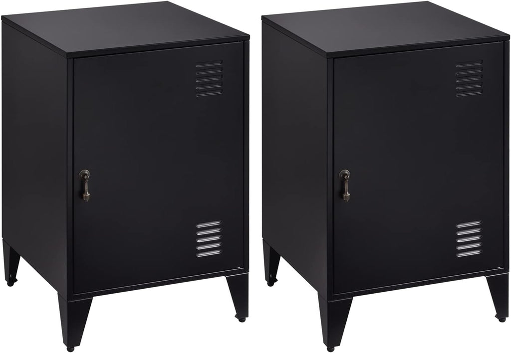 Black Metal Night Stands Set of 2 with 1 Door Z730