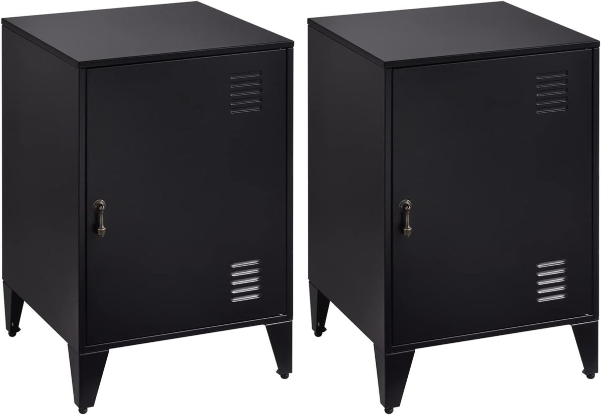 Black Metal Night Stands Set of 2 with 1 Door Z730