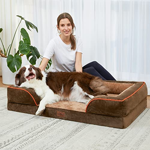 Jumbo Waterproof Orthopedic Memory Foam Dog Bed with Bolster and Removable Cover V173287