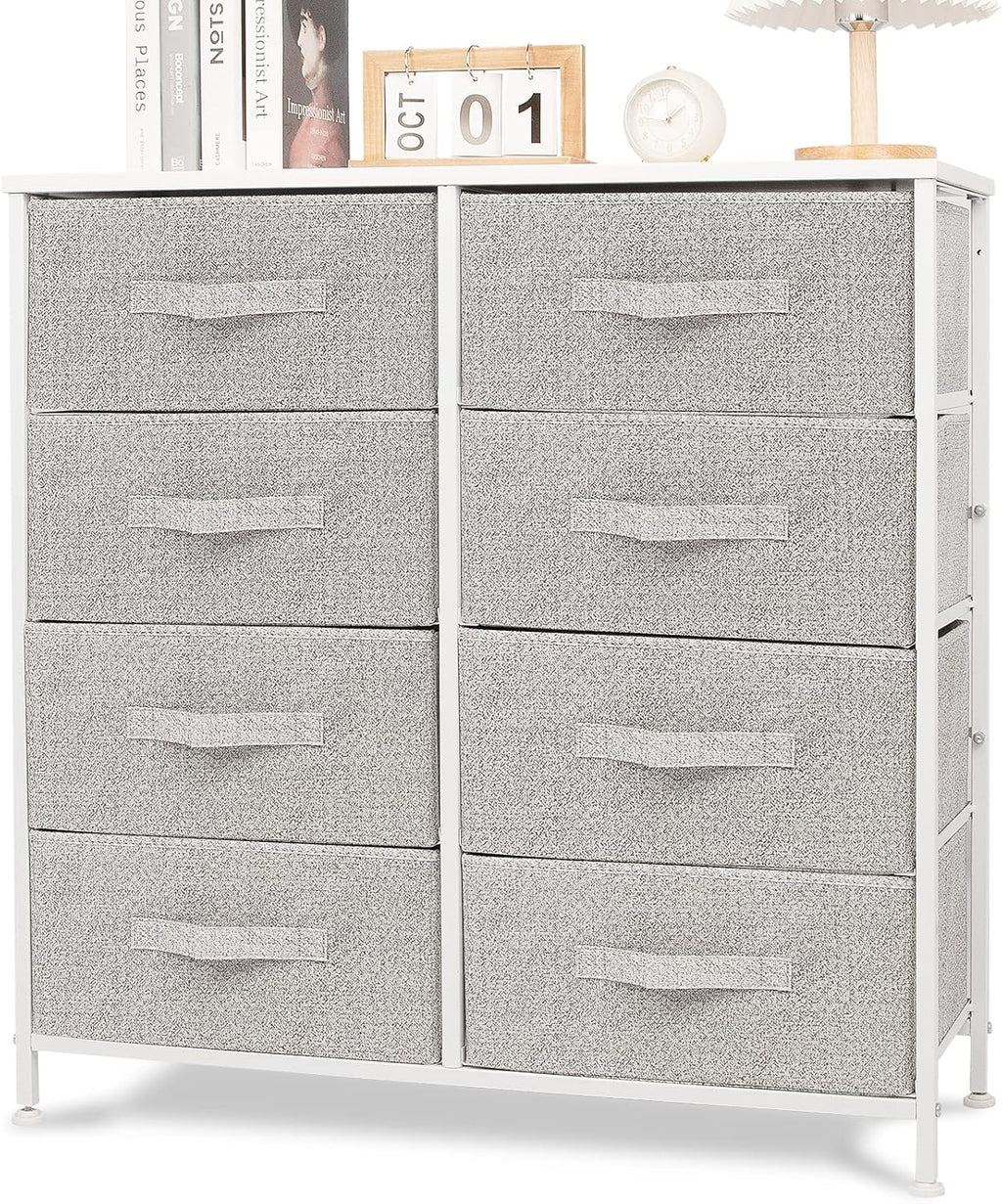 8 Drawer Dresser with Wooden Top and Steel Frame O94947