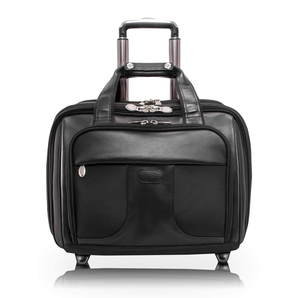Black Nylon Detachable-Wheeled Laptop Case D9646