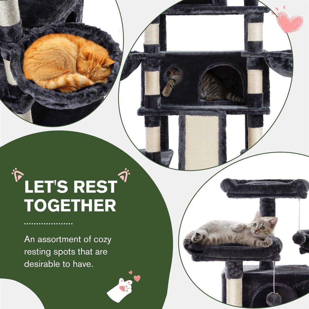 68 Inches Multi-Level Cat Tree with Cat Condo and Sisal Scratching W660583