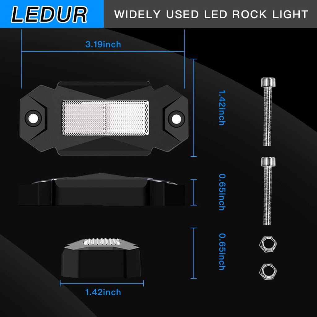 White LED Rock Lights 4 Pods with Switch Wire Harness Y914248
