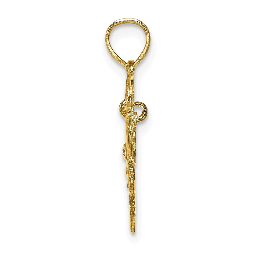 14K Yellow Gold Polished Heart Pendant Charm with 10K Yellow Gold Rope Chain Necklace 18'' E9782