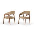 Taupe Leatherette and Walnut Wood Dining Chair R106