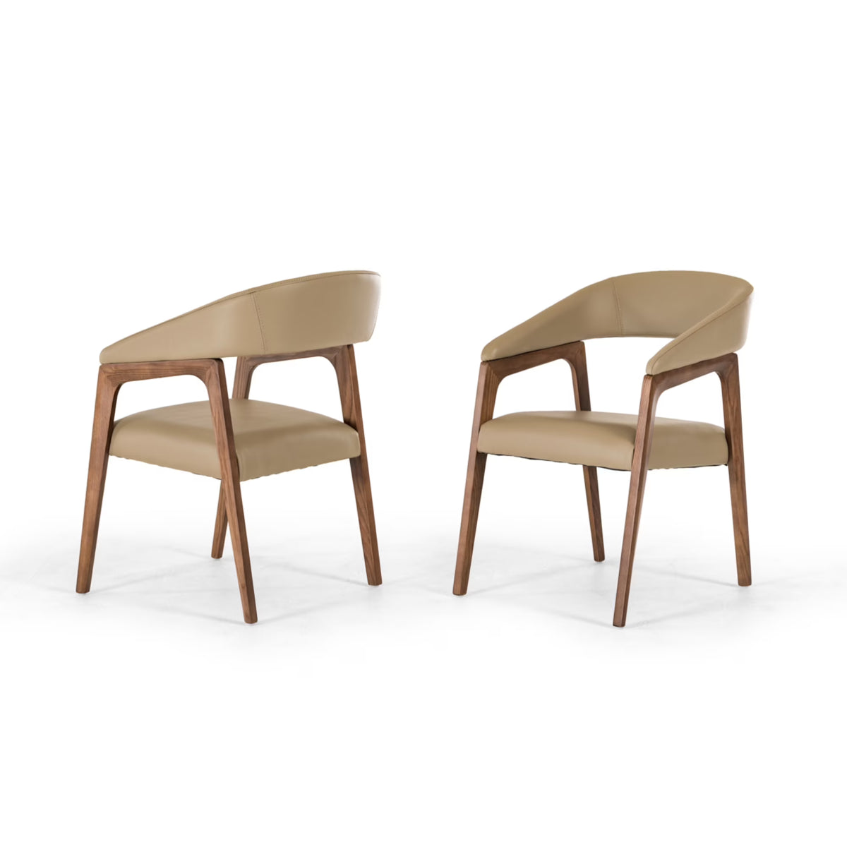 Taupe Leatherette and Walnut Wood Dining Chair R106