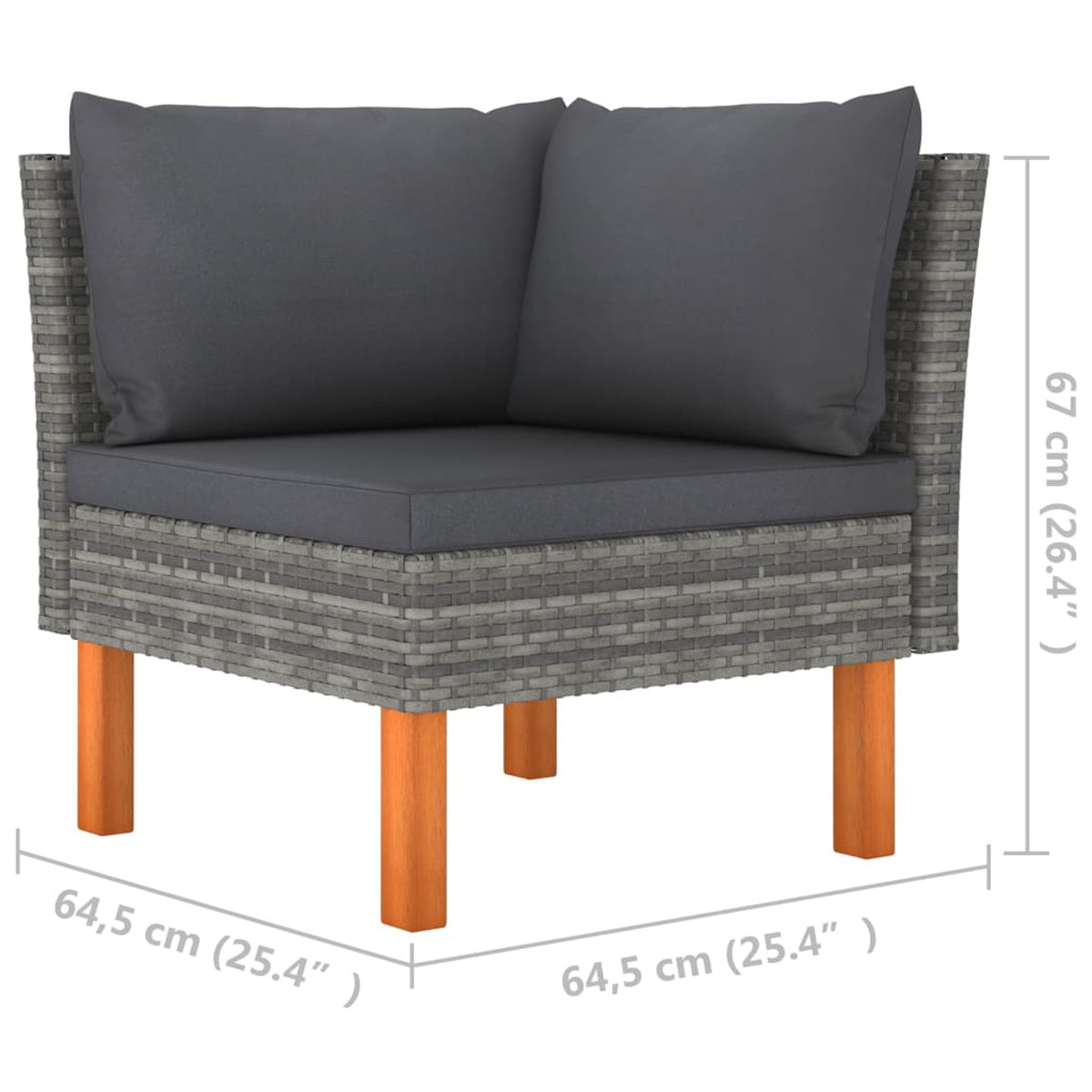 Corner Sofa Poly Rattan and Solid Eucalyptus Wood T8816
