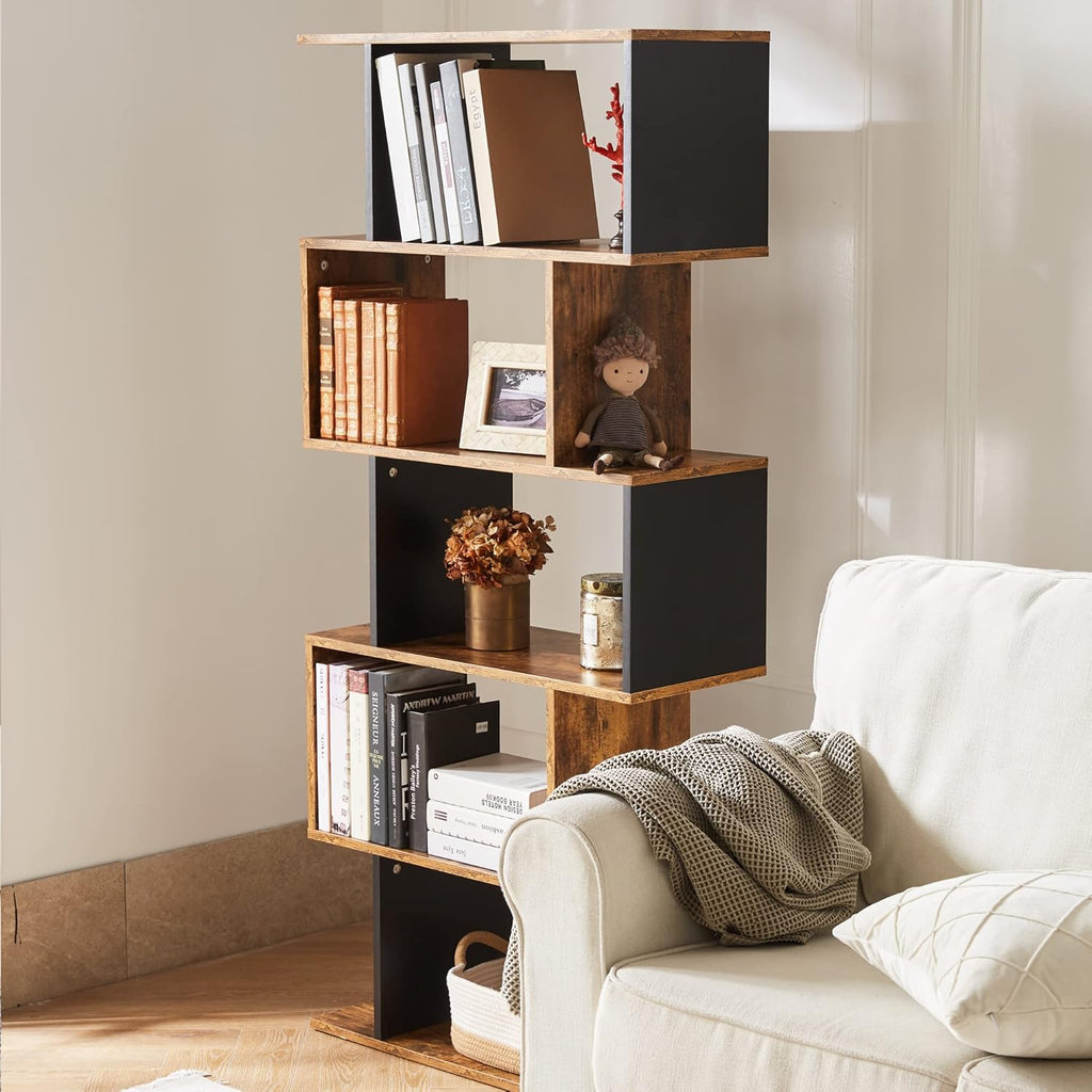 5-Tier Geometric Wooden Bookshelf U747