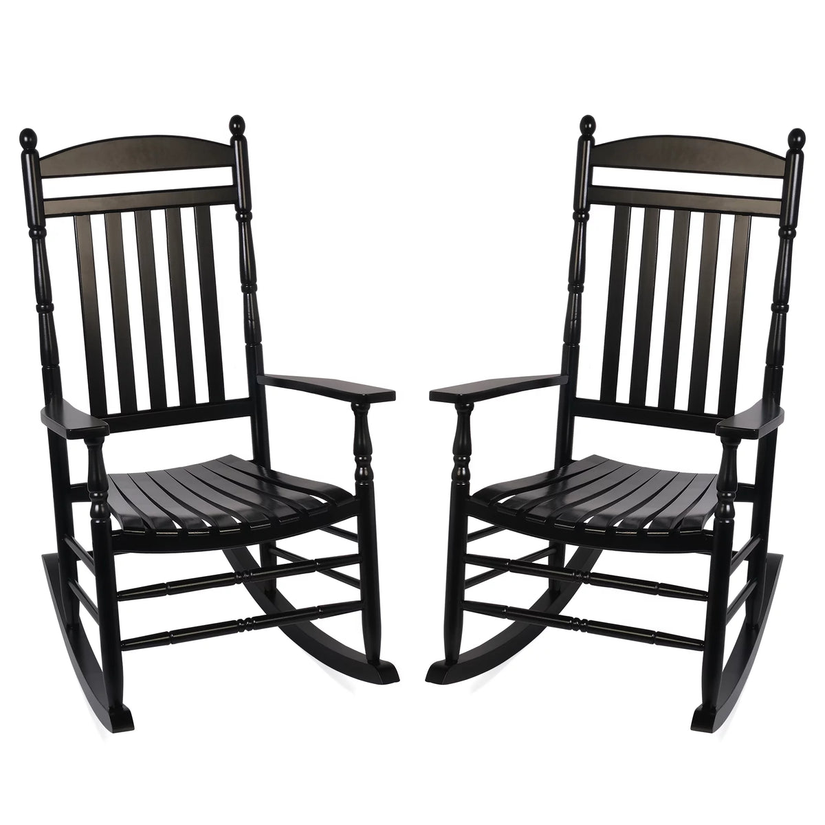 Set of 2 Oversized Black Wood Outdoor Rocking Chairs N35953