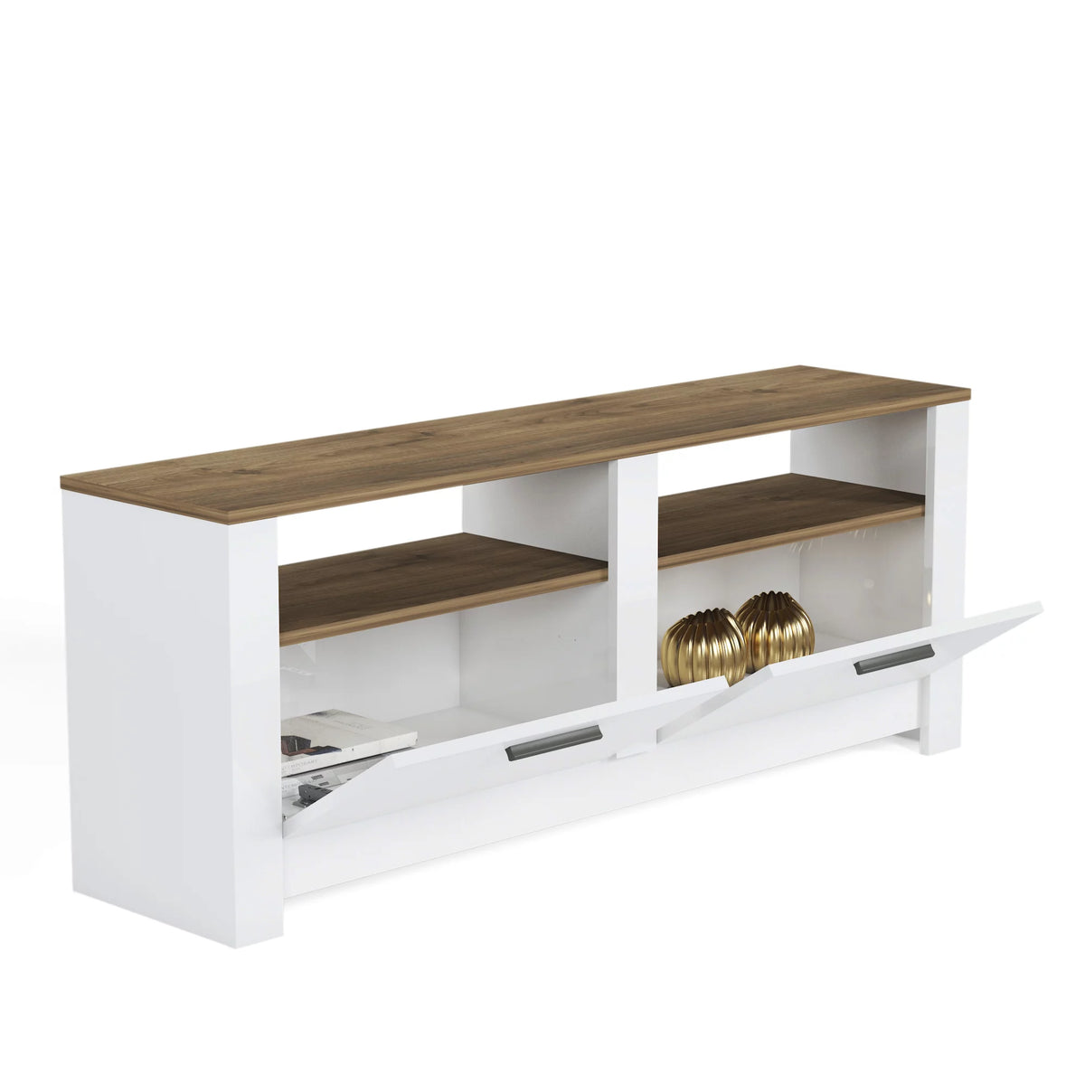 White and Oak 57 Inch 2 Drawer TV Stand K1693