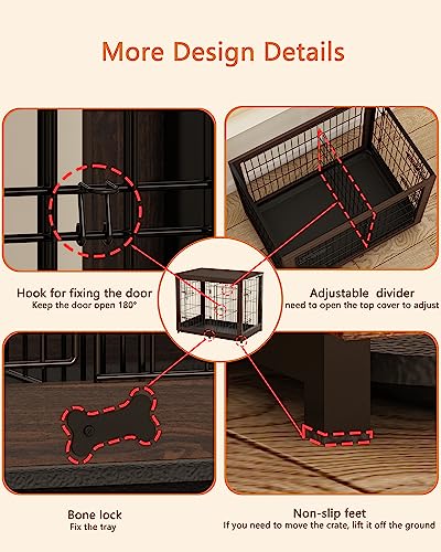 White Wooden Dog Crate End Table with Divider Panel J517