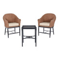 Light Brown 3-Piece Wicker Outdoor Bistro Set D1408