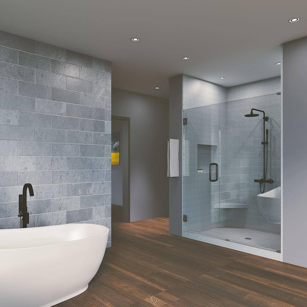 Matte Black Frameless Hinged Shower Door L582