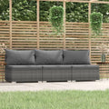 3-Seater Gray Poly Rattan Sofa with Cushions M361