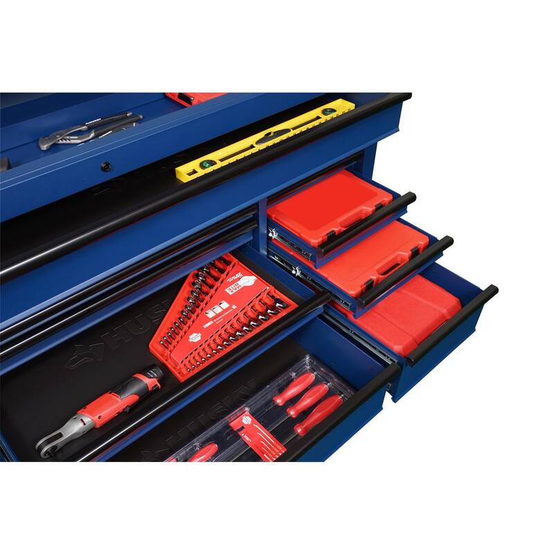 72 in. Heavy Duty Matte Blue Mobile Workbench Cabinet with Solid Wood Top E387058