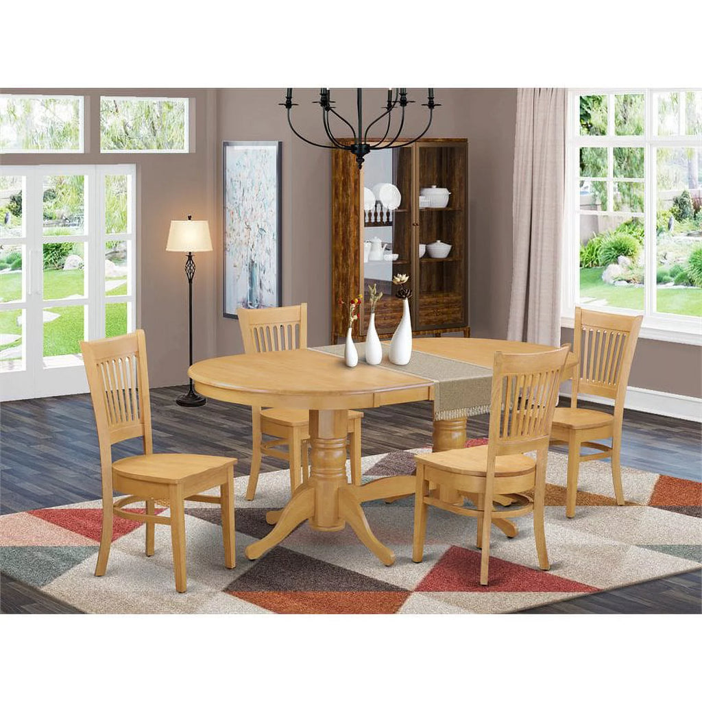 5-piece Oak Wood Table and Dining Chair Set S9399