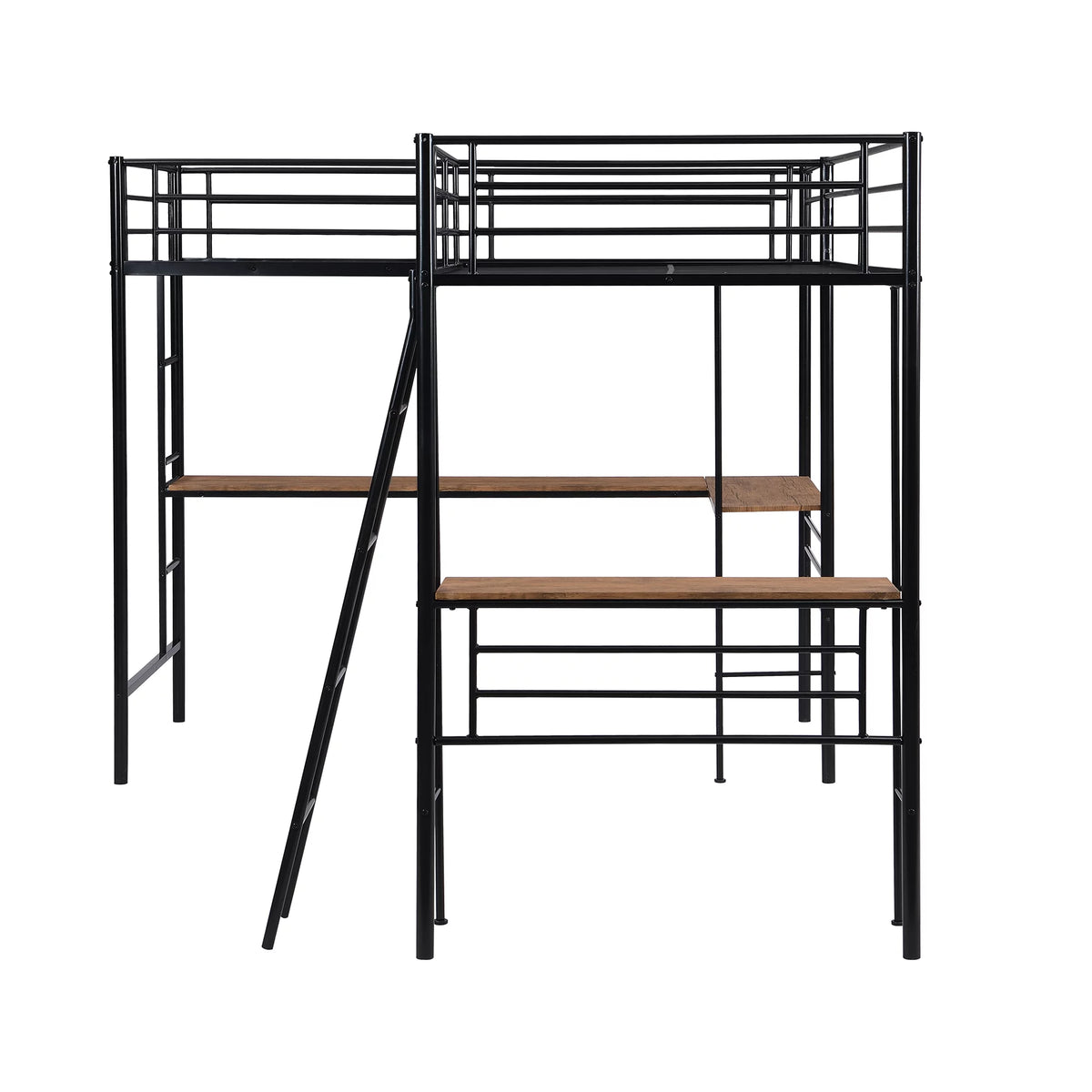 Twin Metal Loft Bed with Desk and Ladders R782