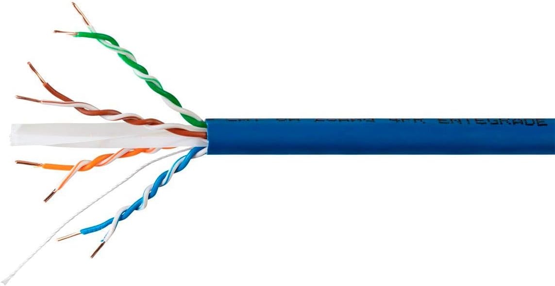 Cat6A Plus Bulk Ethernet Network Cable - 1000 feet - Blue - Bare Copper, 650MHz, UTP, Solid, Riser-Rated (CMR), 23AWG, 10G Z5444